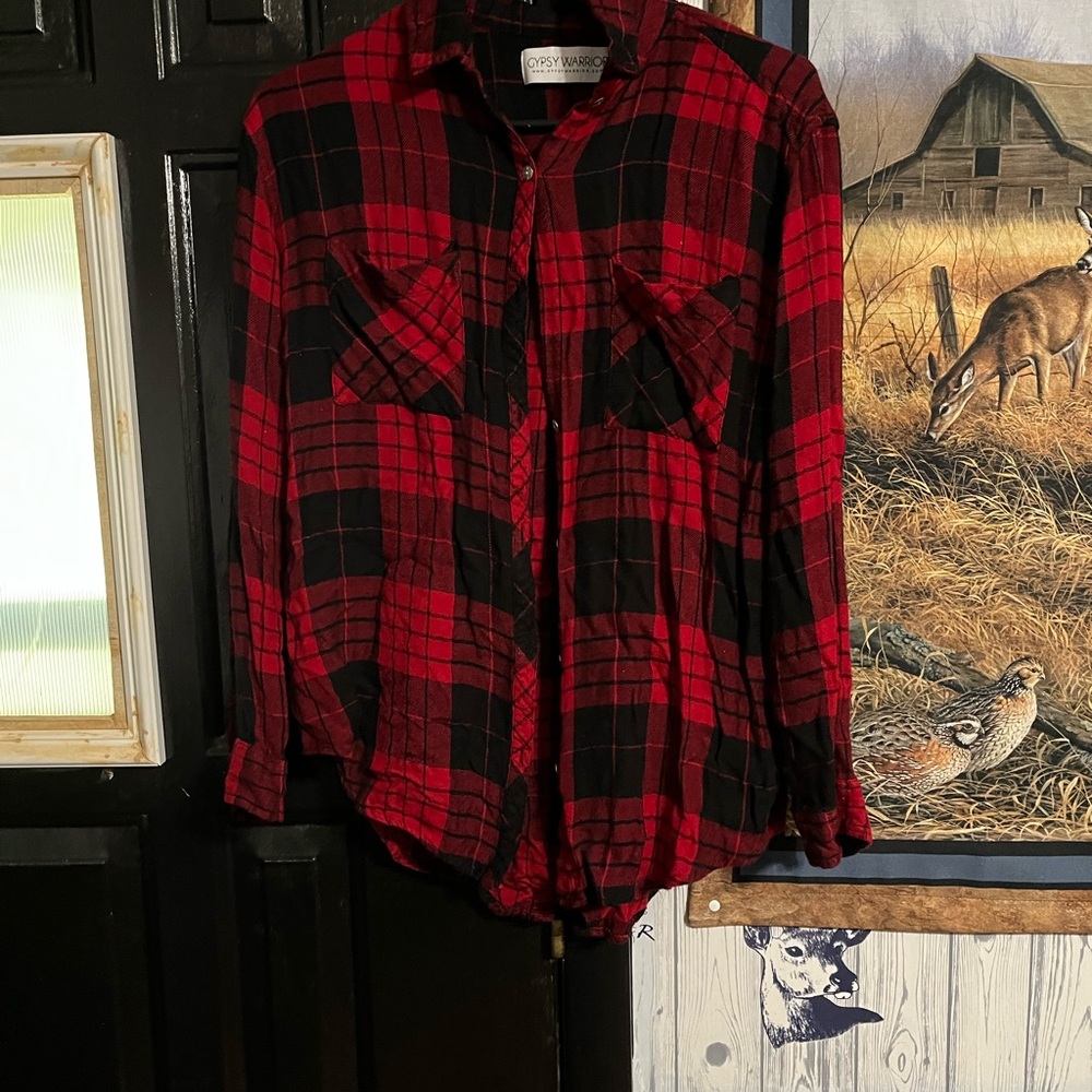Gypsy Warrior Red and Black Checkered Shirt